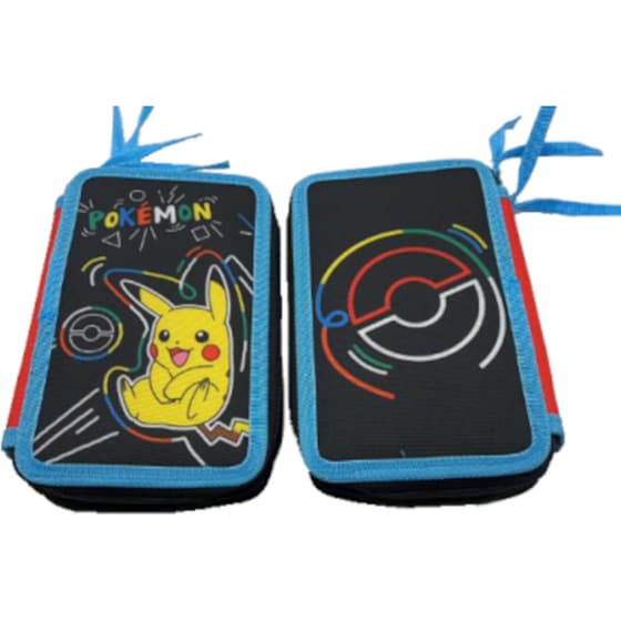 Κασετίνα Παραλληλόγραμμη Graffiti Pikatchu Διπλή Μαύρο/Κίτρινο image 0