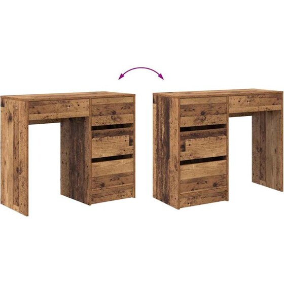 Γραφείο VidaXL από Επεξεργασμένο Ξύλο 90x37,5x75 cm - Παλιό Ξύλο image 9
