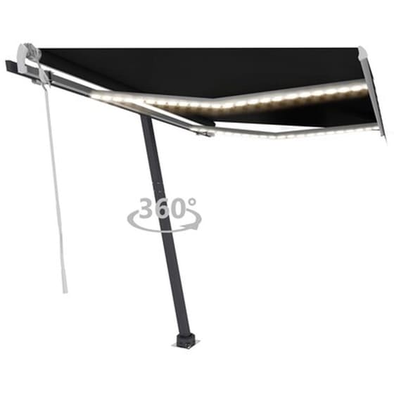 Τέντα Vidaxl Συρόμενη Χειροκίνητη με LED 300x250cm - Ανθρακί image 0