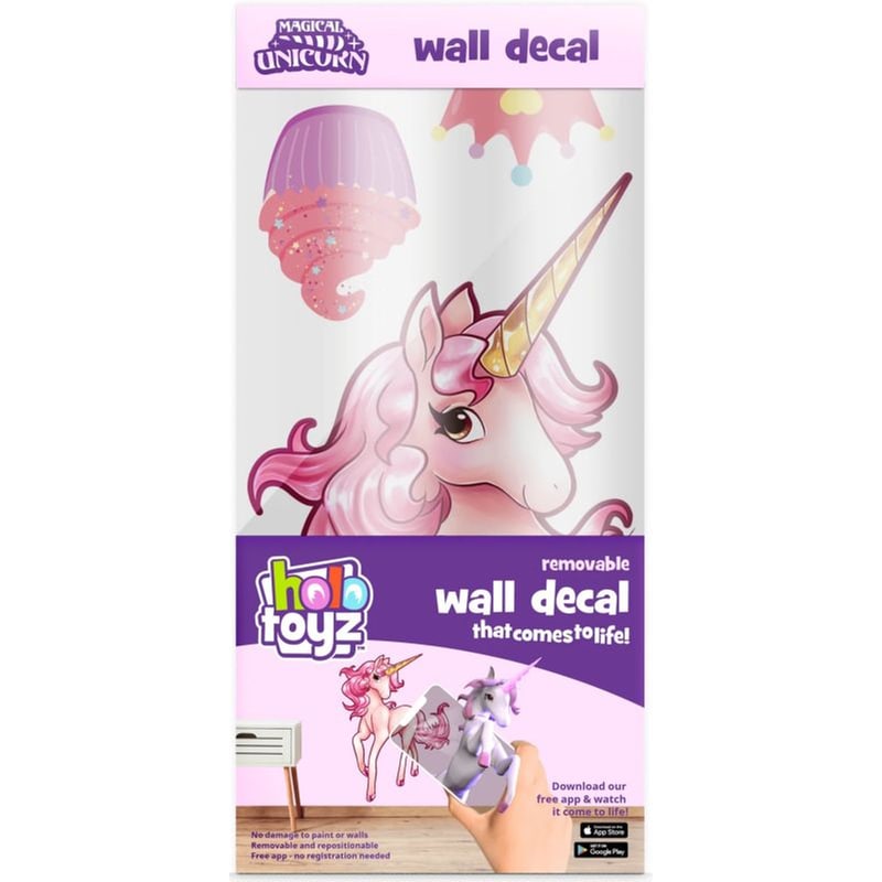 HOLOTOYZ Holotoyz – Magical Unicorn Ar Wall Decals Τεράστιο Αυτοκόλλητο Τοίχου Επαυξημένης Πραγματικότητας Με Εικόνες Που Ζωντανεύουν Σε Κινούμενα Σχέδια