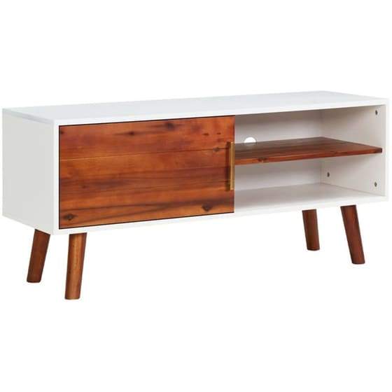 Έπιπλο Τηλεόρασης VidaXL από Ξύλο 110x35x50cm - Καφέ/Λευκό image 0