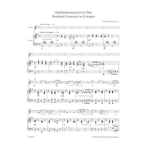 Βιβλίο Για Σύνολα Barenreiter Seitz - Concerto Nr.2 In G Major Op.13 For Violin - Piano image 2