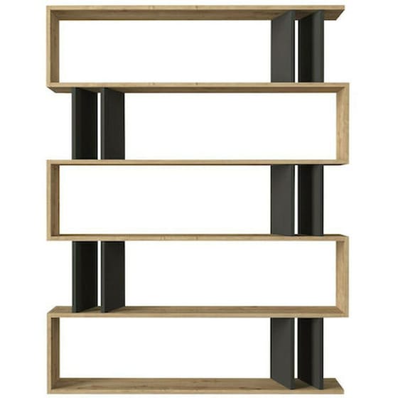 Βιβλιοθηκη Welhome από Μελαμίνη 122x26x159 cm - Ανθρακί/Μπεζ image 1