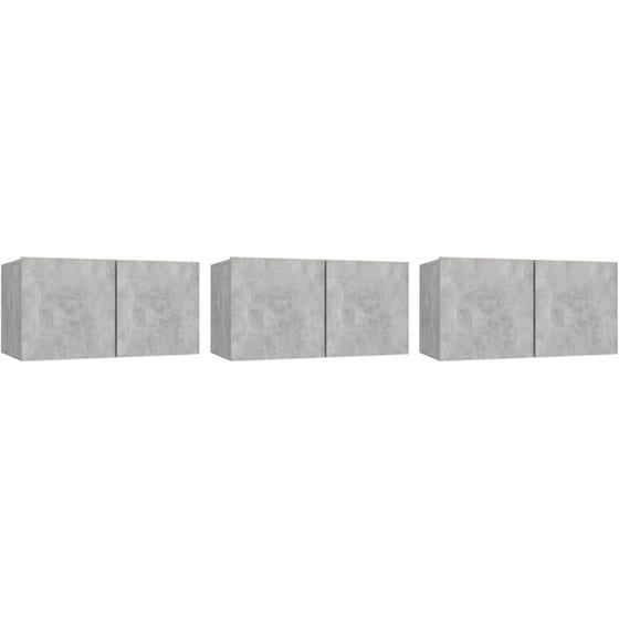 Έπιπλα Τηλεόρασης  Vidaxl από Μοριοσανίδα 3 τμχ 60x30x30cm - Γκρι image 0