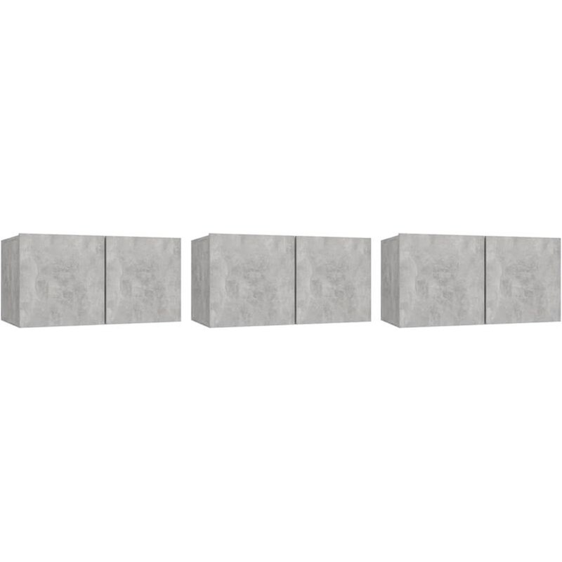 Έπιπλα Τηλεόρασης Vidaxl από Μοριοσανίδα 3 τμχ 60x30x30cm - Γκρι VIDAXL