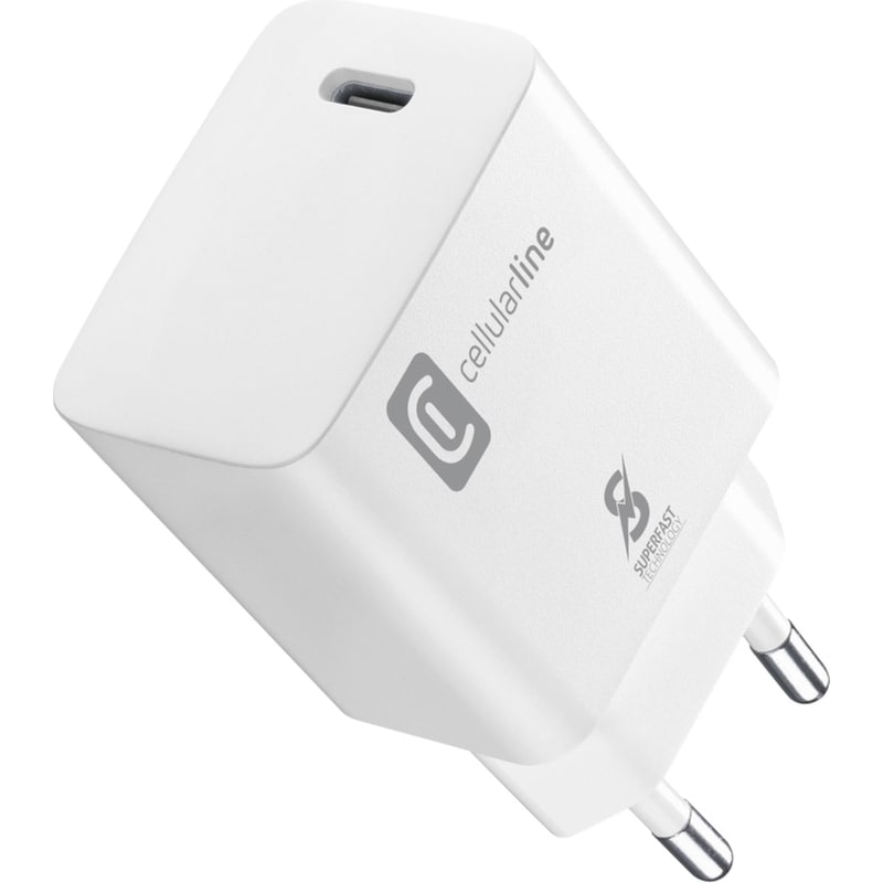 CELLULAR LINE Φορτιστής Πρίζας Cellular Line Travel Charger Micropack for Samsung USB-C 25W - Λευκό