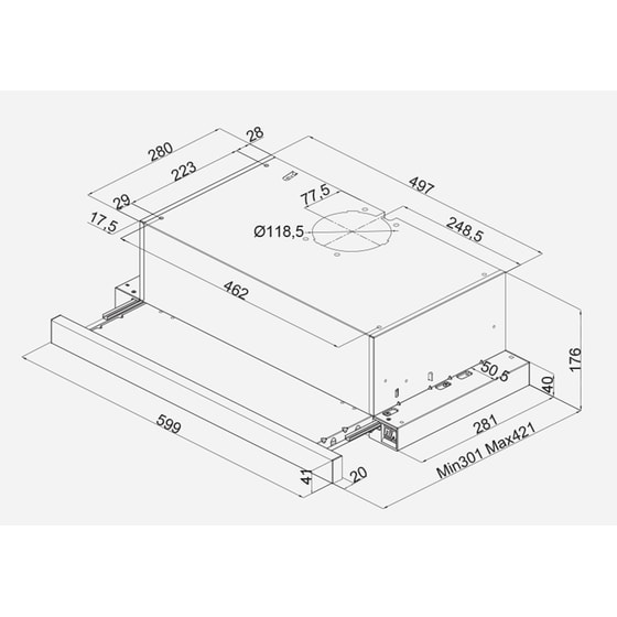 DAVOLINE SPOT Q ECO 060 GR-IX D 60 cm Inox Απορροφητήρας Συρόμενος image 2