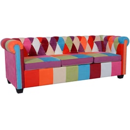 Τριθέσιος Καναπές VidaXL Chesterfield 200.5x76cm - Πολύχρωμο