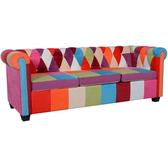Τριθέσιος Καναπές VidaXL Chesterfield 200.5x76cm - Πολύχρωμο image 0