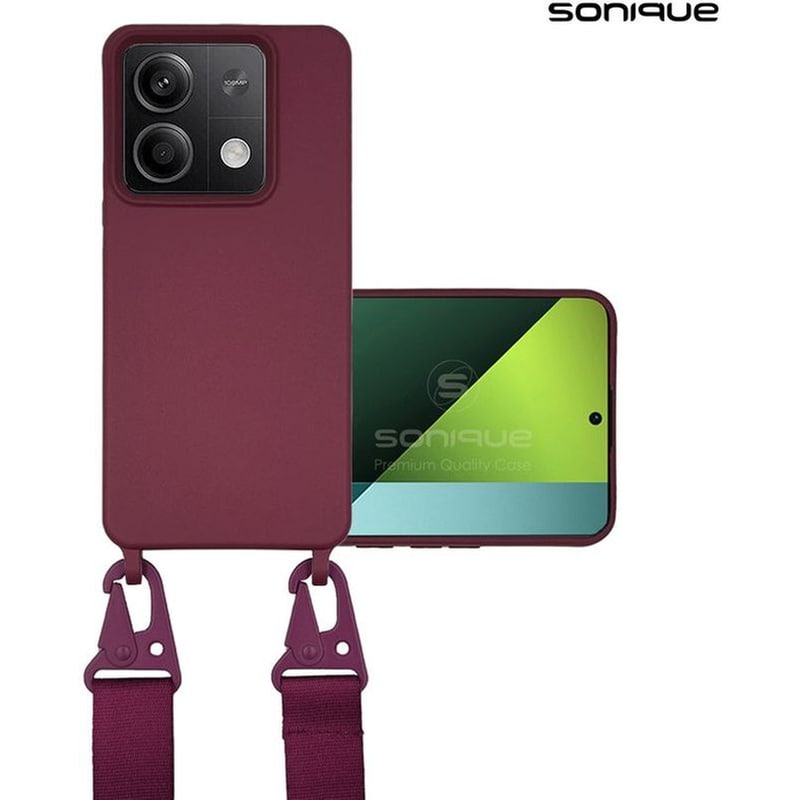 Θήκη Xiaomi Redmi Note 13 5G - Sonique Με Strap - Μπορντό