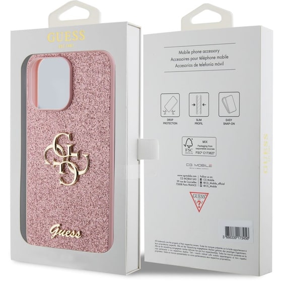 Guess Fixed Glitter 4g Logo Case Θήκη Προστασίας Από Σιλικόνη – Iphone 15 Pro Max (pink – Guhcp15xhg4sgp) image 3