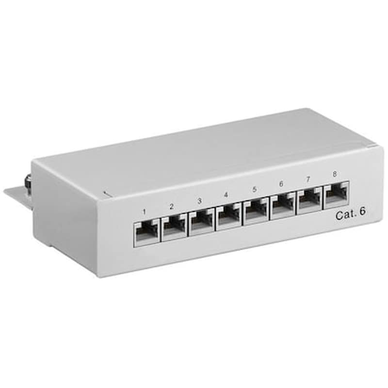 U/UTP Goobay Patch Panel για Rack 1U 8 Θυρών Cat.6 Γκρι