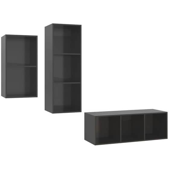 Έπιπλα Τηλεόρασης VidaXL Μοριοσανίδα 3 Tμχ 37x37x107cm - Γκρι image 0