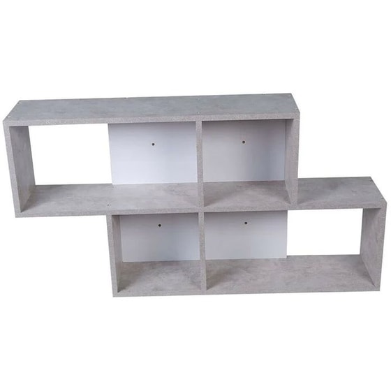 Ραφιέρα Τοίχου Bakaji από MDF 100x19.5x53 cm - Γκρι/Λευκό image 2