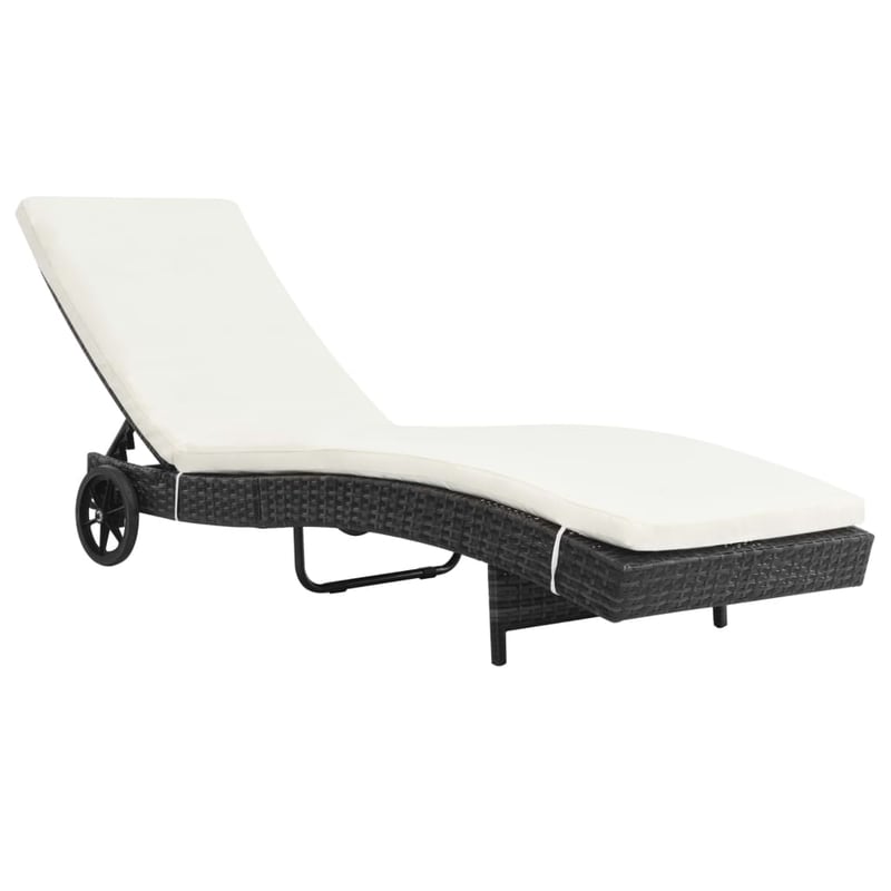 VIDAXL Ξαπλώστρα VidaXL από Συνθετικό Ρατάν 199x60x37 cm - Μαύρη