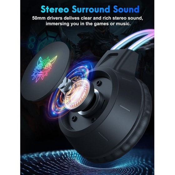 Onikuma X15 Pro Cat Gaming Ενσύρματα Ακουστικά 3.5mm/USB με RGB Φωτισμό - Μαύρα image 2