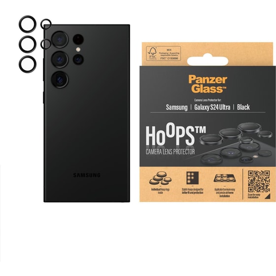 Προστατευτικό καμερών Samsung Galaxy S24 Ultra - Panzerglass Hoops Black Anti-Scratch image 3