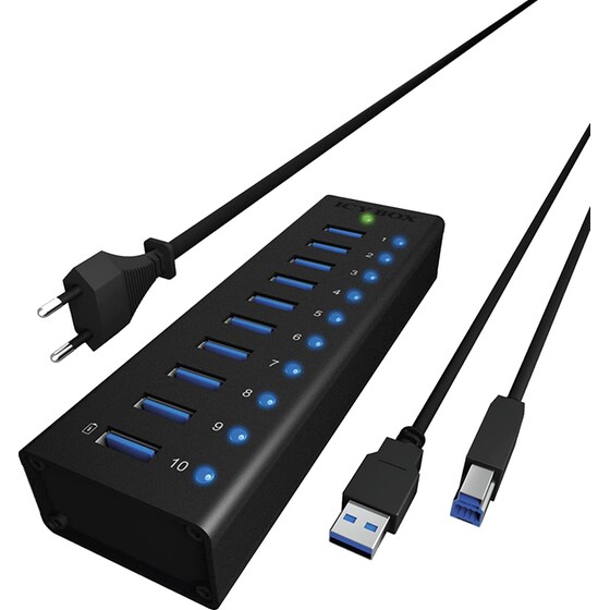 Icy Box IB-AC6110 USB Hub 10-Port USB 3.0 συμβατό με USB-A image 5