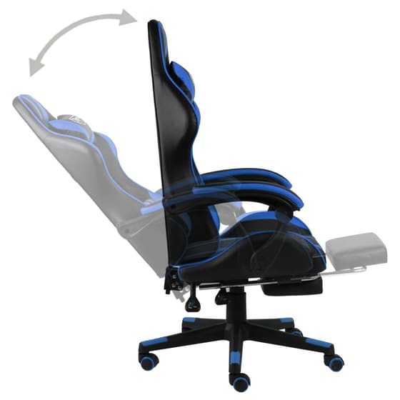 Gaming Καρέκλα VidaXL Racing με Υποπόδιο από Τεχνητό Δέρμα - Μαύρη/Μπλε image 3