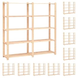 Vidaxl Ραφιέρες 5 Επιπέδων 10τεμ 500 Κ 170x38x170 Εκ Μασίφ Ξύλο Πεύκου