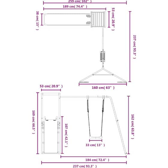 VidaXL Παιδική Χαρά Εξωτερικού Χώρου από Εμποτισμένο Ξύλο Πεύκου image 10