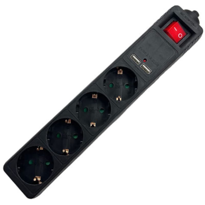 LAMTECH Πολύπριζο Ασφαλείας Lamtech LAM111931 4 θέσεων 2x Usb 1.5m - Μαύρο