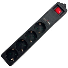 Πολύπριζο Ασφαλείας Lamtech LAM111931 4 θέσεων & 2x Usb 1.5m - Μαύρο