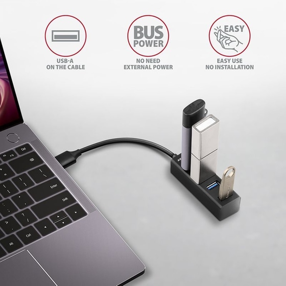 Axagon HUE-M1A USB Hub 4 σε 1 USB-A - Μαύρο image 3
