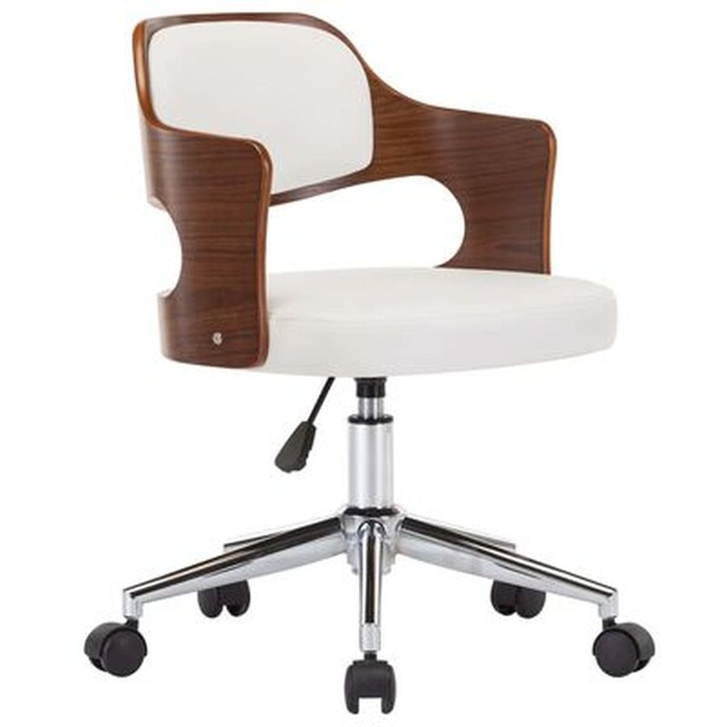 VIDAXL Καρέκλα Τραπεζαρίας Vidaxl από Λυγισμένο Ξύλο/Συνθετικό Δέρμα Περιστρεφόμενη - Λευκή