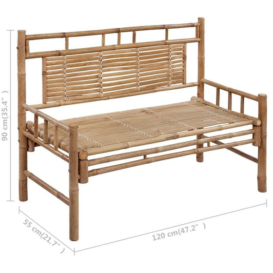 Παγκάκι Κήπου VidaXL με Μαξιλάρι από Μπαμπού 120x55x90 cm - Καφέ/Πράσινο image 9