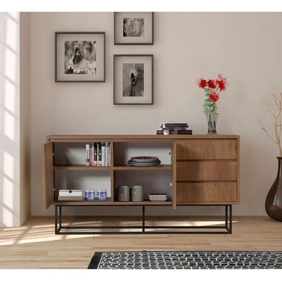 Μπουφές 24Mall Prato από Μοριοσανίδα/Μέταλλο 140x36x72 cm - Καφέ/Μαύρος image 2