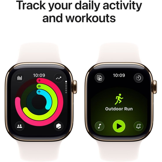 Apple Watch Series 11 GPS + Cellular 42mm Gold Titanium Case with Light Blush Sport Band - M/L image 3