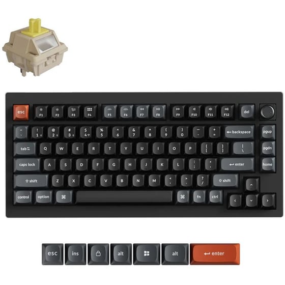 Keychron V1 Ultra 8K V1U-D1 Ασύρματο Gaming Μηχανικό Πληκτρολόγιο με Red διακόπτες και RGB φωτισμό - Μαύρο (US) image 1
