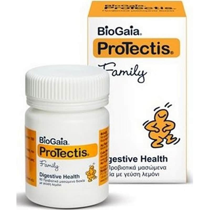 BIOGAIA Προβιοτικό Biogaia Family Protectis For Gut Comfort Λεμόνι - 60 μασώμενες ταμπλέτες