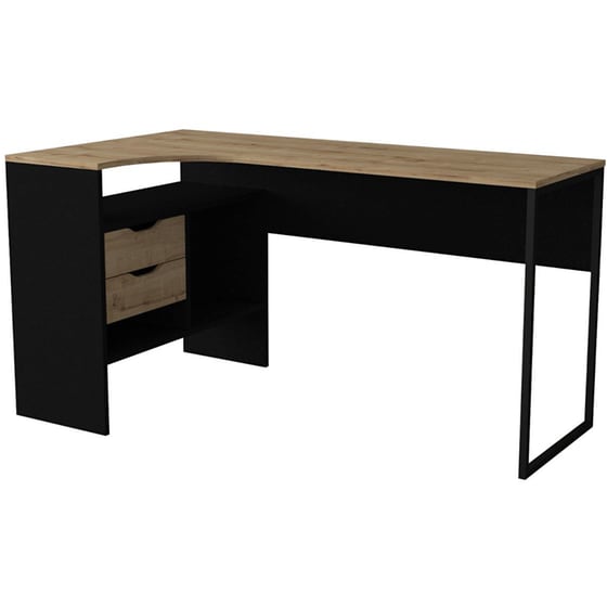 Γραφείο Γωνιακό ArteLibre από Μοριοσανίδα 145x81cm - Φυσικό/Μαύρο image 0