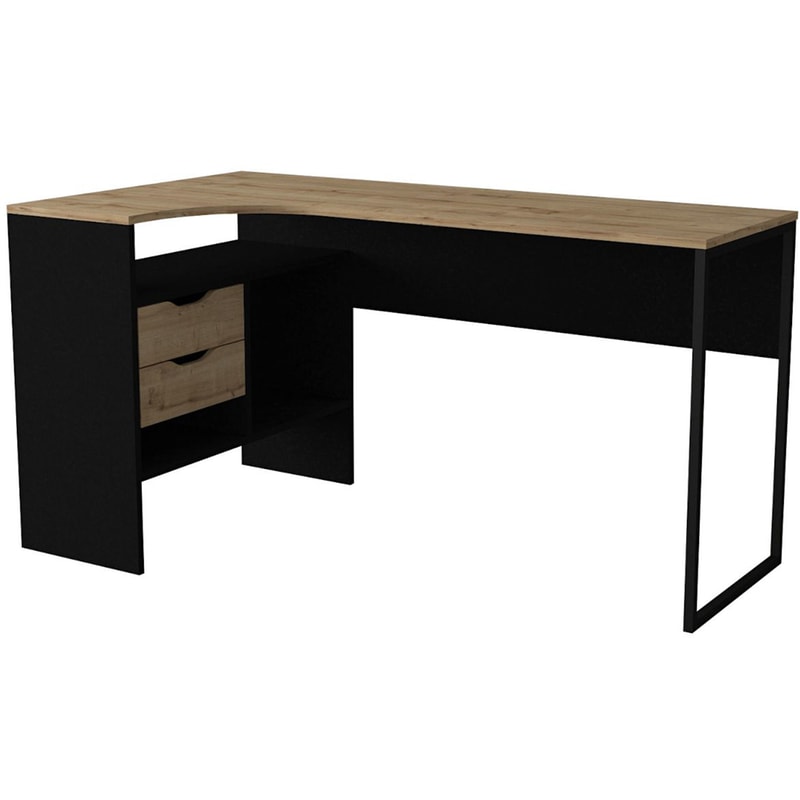 Γραφείο Γωνιακό ArteLibre από Μοριοσανίδα 145x81cm - Φυσικό/Μαύρο