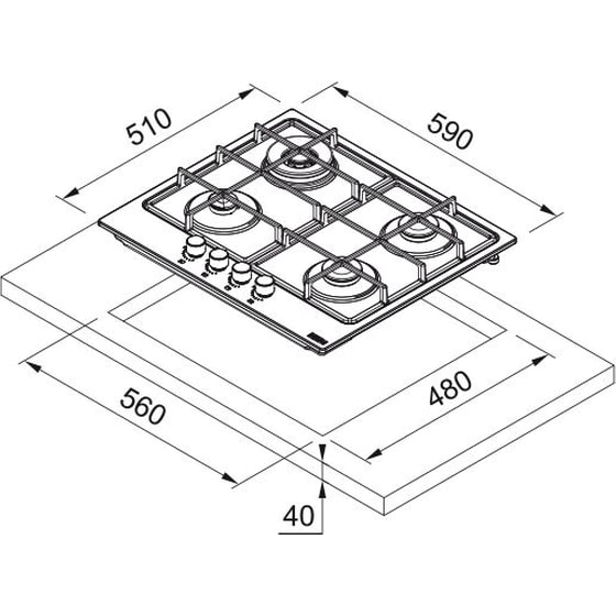 FRANKE FHSM 604 3G DC BK C 59 cm Μαύρο Εστία Αερίου Αυτόνομη image 3