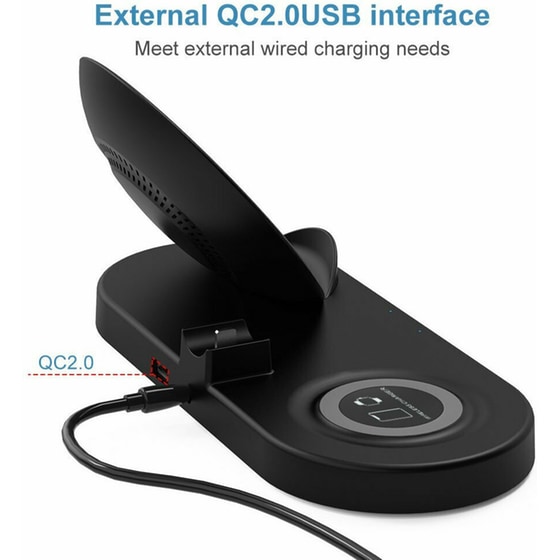 Ασύρματος Φορτιστής W7 Charging Station 5in1 1.2A 36W - Black image 1