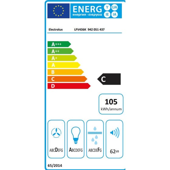 ELECTROLUX LFV436K 60 cm Μαύρο Απορροφητήρας Καμινάδα - Τζάκι image 7