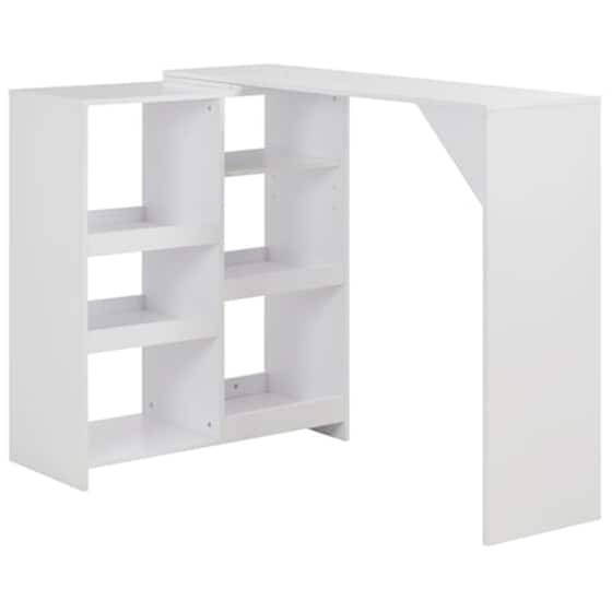 Vidaxl Τραπέζι Μπαρ Με Κινητή Ραφιέρα Λευκό 138 X 40 X 120 Εκ. image 0
