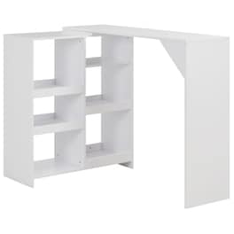 Vidaxl Τραπέζι Μπαρ Με Κινητή Ραφιέρα Λευκό 138 X 40 X 120 Εκ.