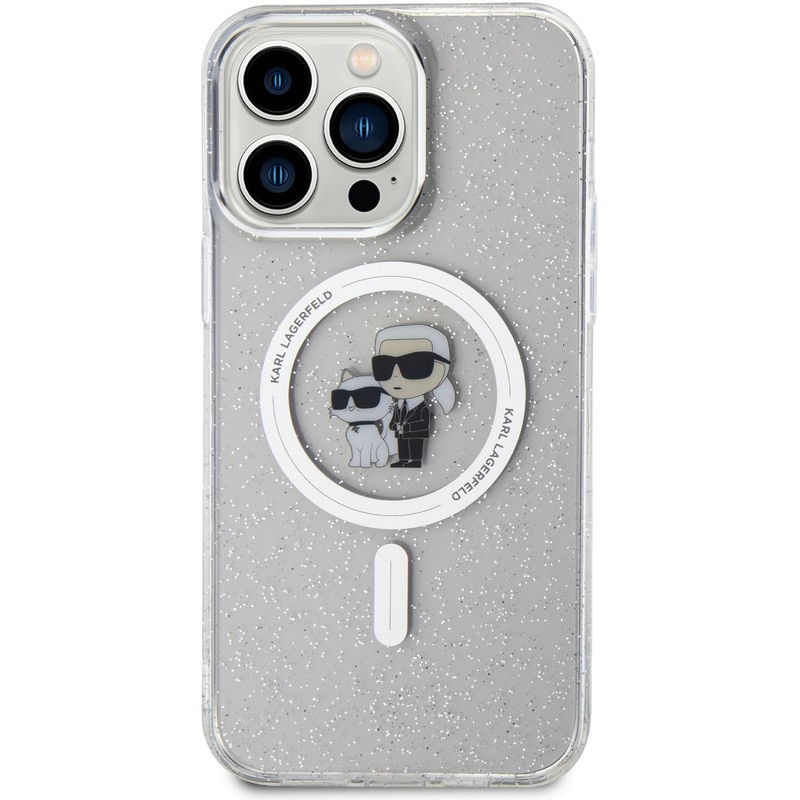 Θήκη Apple iPhone 14 Pro Max - Karl Lagerfeld MagSafe Ringstand Case IML Karl+Choupette - Glitter Clear