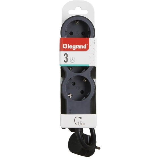 Πολύπριζο Legrand 3 θέσεων 1.5m - Black/Dark Grey image 3