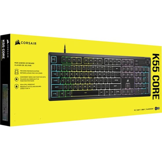 Corsair K55 Core RGB Gaming Ενσύρματο Πληκτρολόγιο Μαύρο (US) image 3