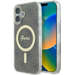 Θήκη Apple iPhone 16 - Guess 4G Logo MagSafe - Clear/ Brown