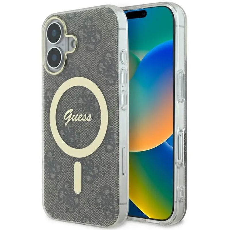 GUESS Θήκη Apple iPhone 16 - Guess 4G Logo MagSafe - Clear/ Brown