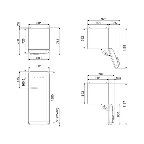 SMEG FAB28RYW6 270 Lt Κίτρινο Ψυγείο Μονόπορτο image 9