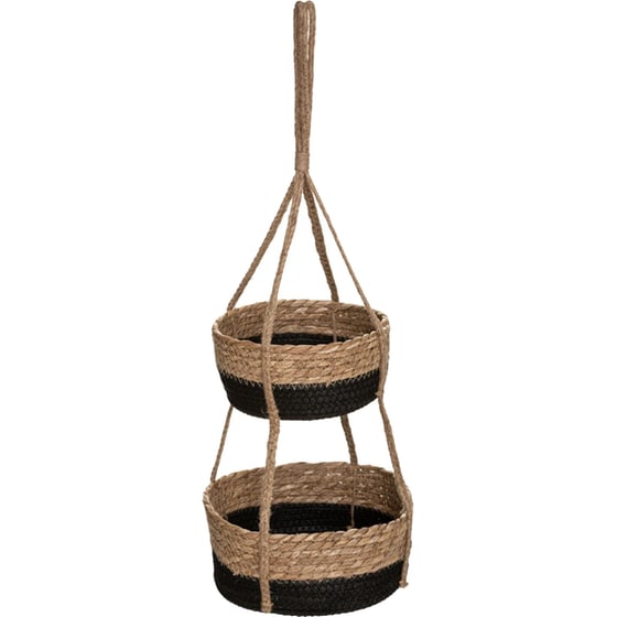 Καλάθι Αποθήκευσης Spitishop Κρεμαστό Ψάθινο 24.5x68cm - Καφέ/Μαύρο image 0