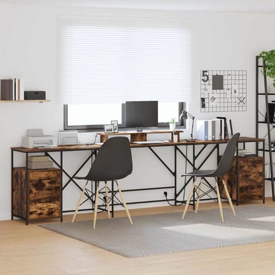 Γραφείο VidaXL από Επεξεργασμένο Ξύλο 182x101x87,5 cm - Καπνιστή Δρυς image 4