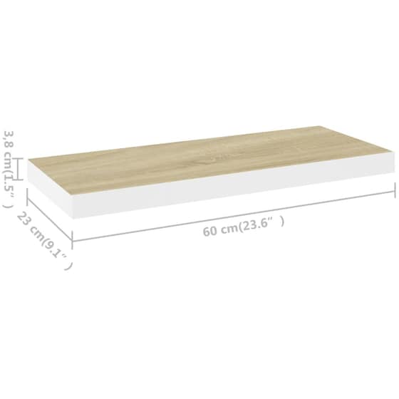 Ράφια Τοίχου VidaXL από MDF 60x23.5x3.8 cm 2 Τμχ - Λευκό/Μπεζ image 7